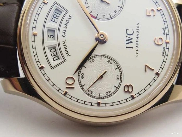 MIROTIME 0318 Portuguese Real PR Real Annual Calendar RG IW503504 YLF 1:1 Best Edition White Dial On Leather Strap A TimelessDesign 7242